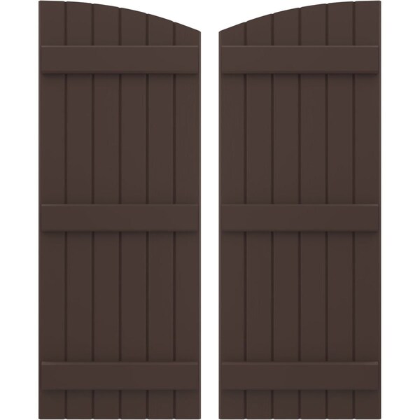 Ekena Millwork Americraft 6-Board (3 Batten) Wood Joined Board-n-Batten Shutters w/Ellipt Top, ARW401BE621X77TBH, PR ARW401BE621X77TBH - main